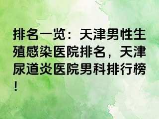 排名一览：天津男性生殖感染医院排名，天津尿道炎医院男科排行榜！